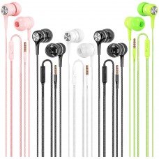 Earbuds Earphones Wired Headphones 5 Pack, Earbuds with Microphone Ear Buds Headphones Noise Canceling Wired Earphones Compatible with iPhone, Android Phones, iPod, iPad, MP3 Fits Most 3.5mm Jack